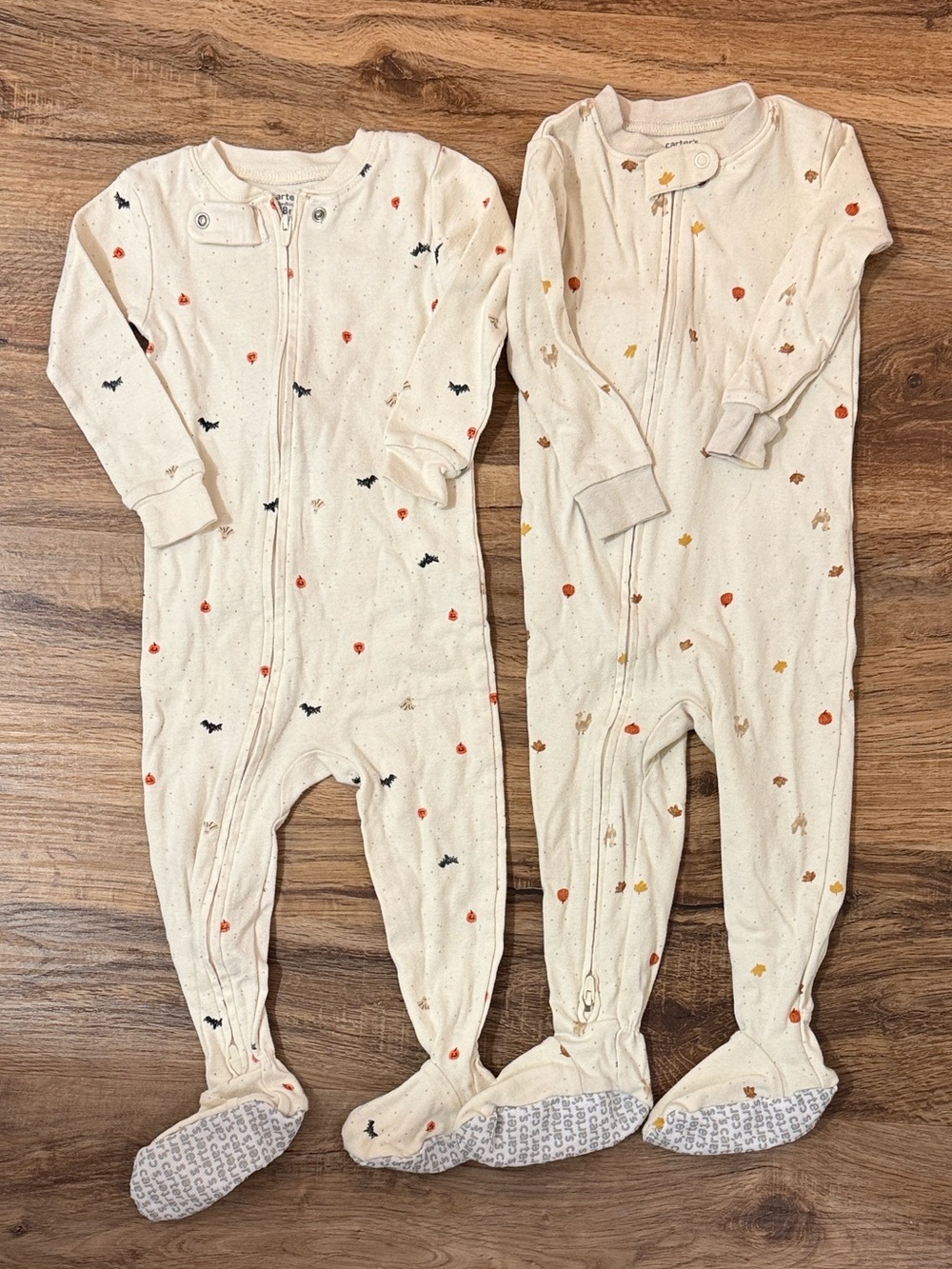 Carter's Baby Toddler Footed Zip-up Pajamas w/ Halloween and Thanksgiving Prints